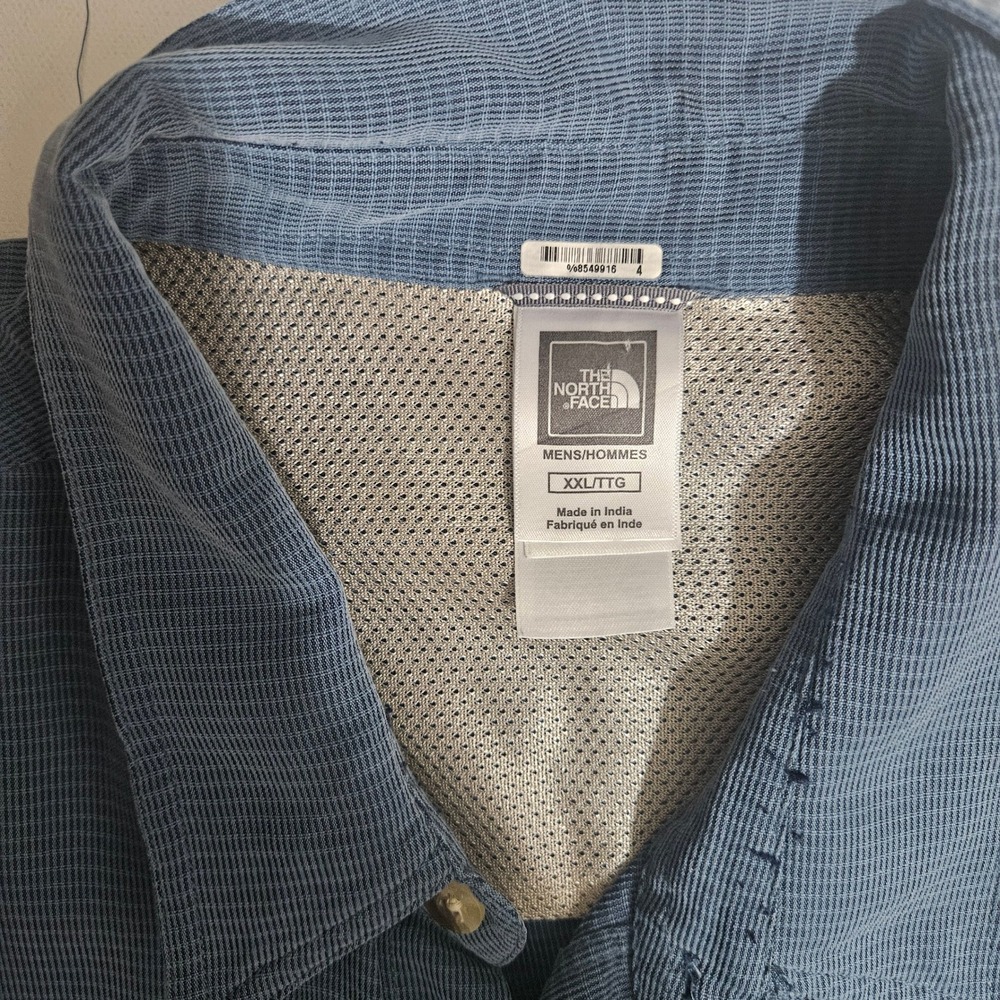 The North Face Mens XXL Blue Textured Short Sleeve Button Up Shirt AT8D - Picture 3 of 7